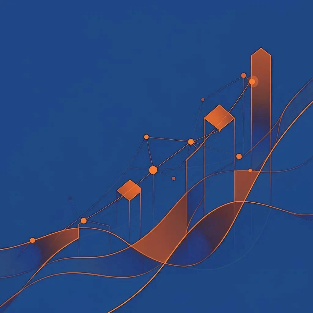 Visualización abstracta de crecimiento orgánico estructurado